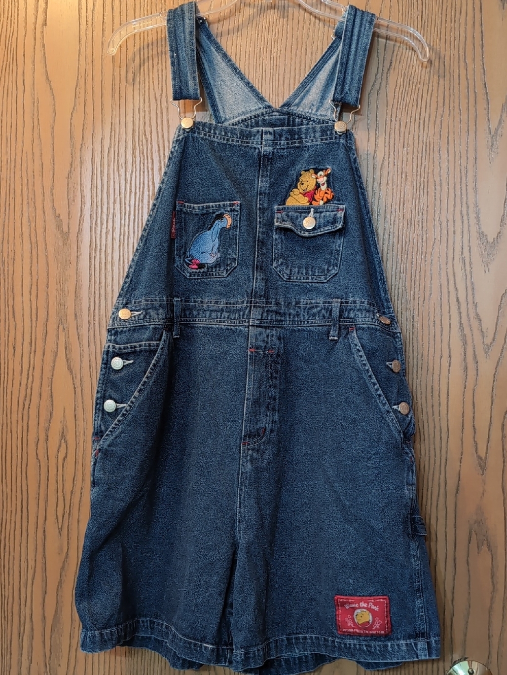 Vintage 90s Denim Disney Winnie the Pooh Overalls Shorts - Blue
